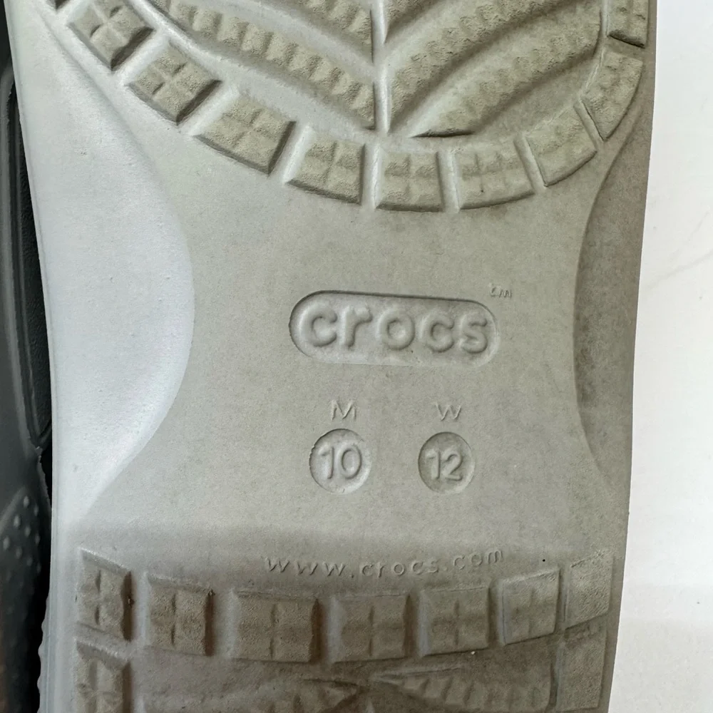 Crocs Classic Slide Sandals Women 12 Mens 10 Double Strap Grey‎